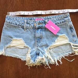 NWOT Edikted Light Blue Distressed Denim Jean Shorts